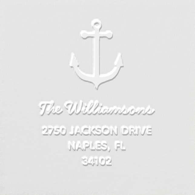 Nautical Anchor Family Name Return Address Custom Embosser (Design)