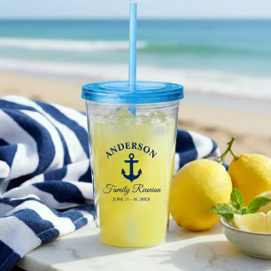 Nautical Anchor Family Reunion Blue Acrylic Tumbler