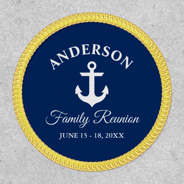 Nautical Anchor Family Reunion Blue Gold Patch (Front)