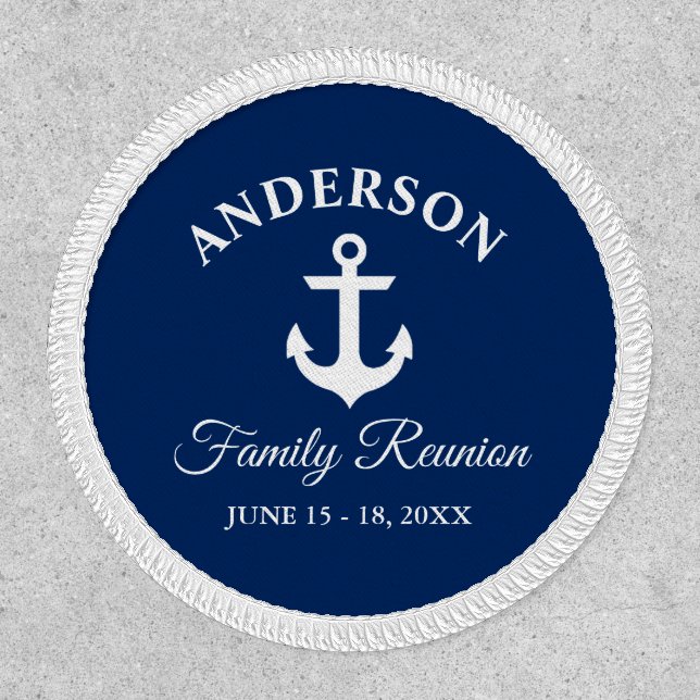 Nautical Anchor Family Reunion Blue White Patch (Front)
