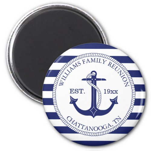 Nautical Anchor Family Reunion Monogram Magnet