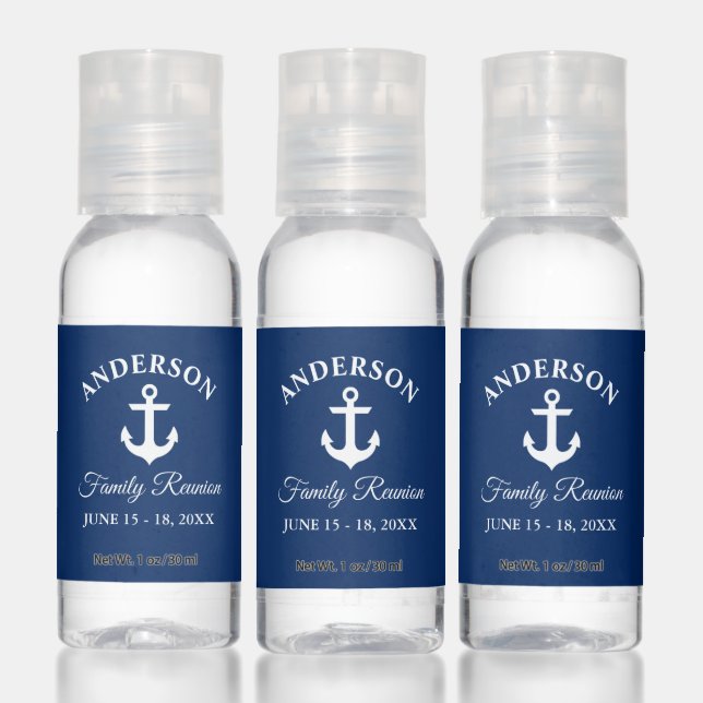 Nautical Anchor Family Reunion Navy Blue Hand Sanitizer (Set)