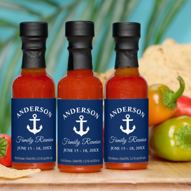 Nautical Anchor Family Reunion Navy Blue Hot Sauces (Multi)