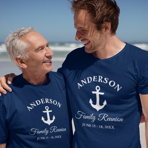 Nautical Anchor Family Reunion Navy Blue T_Shirt