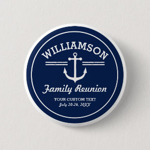Nautical Anchor Family Reunion Trip Cruise Beach Button
