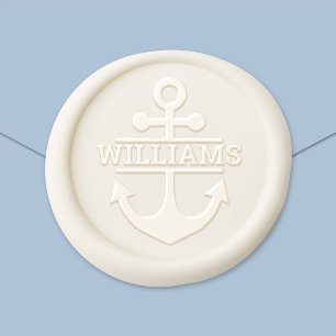 Nautical Anchor Family Surname Monogram Wax Seal Sticker