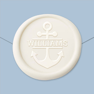 Nautical Anchor Family Surname Monogram Wax Seal Sticker