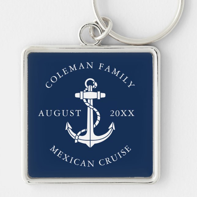 Nautical Anchor Family Trip Custom Keychain (Front)