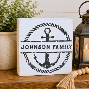 Nautical Anchor Family Wooden Box Sign