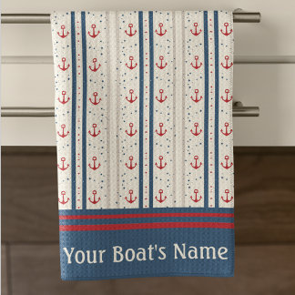 Nautical Anchor Fisherman Boating Kitchen Towel