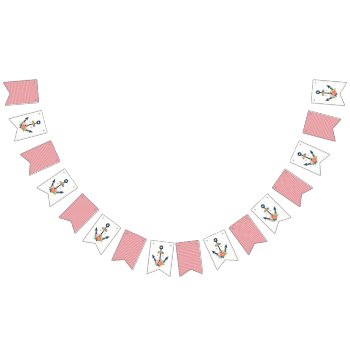 Nautical Anchor Floral Baby Girl Shower Party Bunting Flags by CyanSkyCelebrations at Zazzle