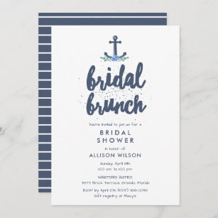 Nautical Anchor Floral Bridal Brunch Shower Invitation