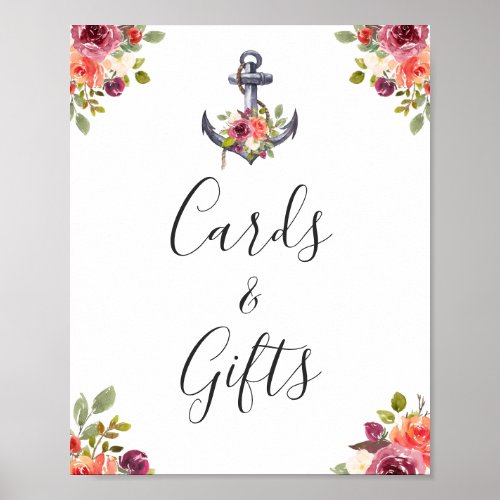 Nautical Anchor Floral Cards and Gifts Sign