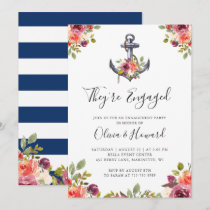 Nautical Anchor Floral Engagement Party Invitation