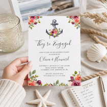 Nautical Anchor Floral Engagement Party Invitation