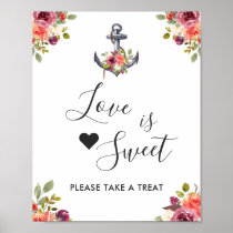 Nautical Anchor Floral Love is Sweet Dessert Bar Poster