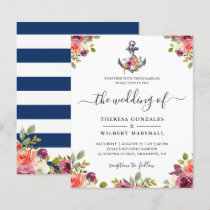 Nautical Anchor Floral Wedding Invitation
