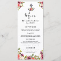 Nautical Anchor Floral Wedding Menu