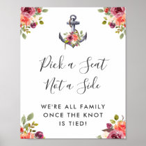 Nautical Anchor Floral Wedding Pick a Seat Sign