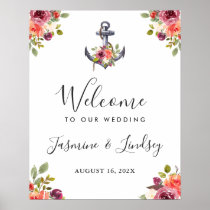 Nautical Anchor Floral Wedding Welcome Sign