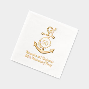 Nautical Anchor Frame #2 Anniversary Party Foil Napkins