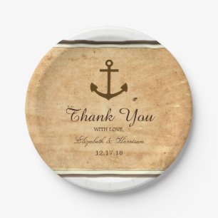 Nautical Anchor Framed Vintage Paper Wedding Plates