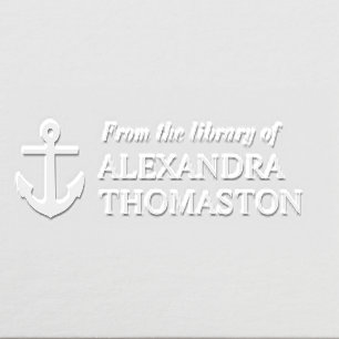 Nautical Anchor “From the Library of” Rectangular  Embosser