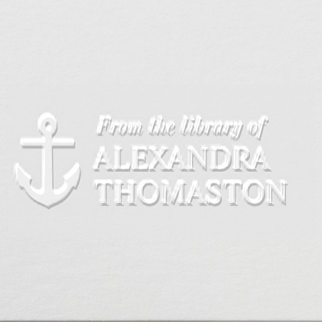 Nautical Anchor “From the Library of” Rectangular  Embosser (Design)