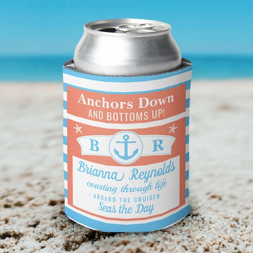 Nautical Anchor Funny  Custom Ship Boat Name Can Cooler