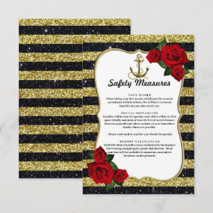 Nautical Anchor Gold Black Stripes Safety Measures Enclosure Card