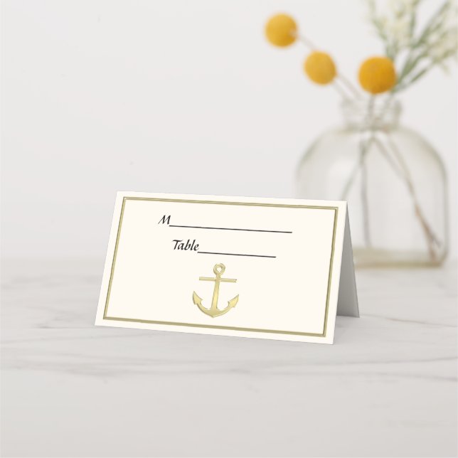 Nautical Anchor Gold Framed 2 Escort Card (Back)