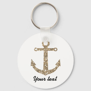 Nautical Anchor Gold Glitter Glam Keychain