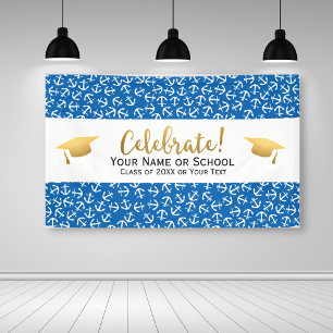Nautical Anchor Graduation Class of 20XX Grad Cap Banner