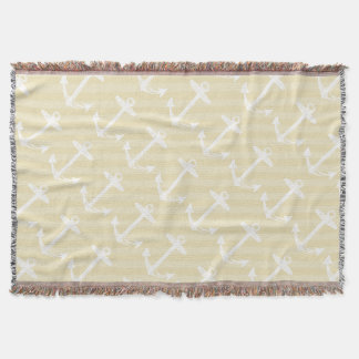Nautical Anchor Gray and White Modern Pattern Throw Blanket