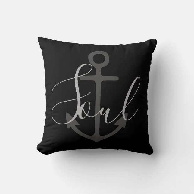 nautical ANCHOR + gray SOUL | Throw Pillow (Front)