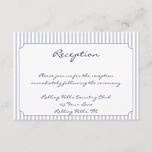 Nautical Anchor Grey Stripe Wedding Reception Personalized Announcement