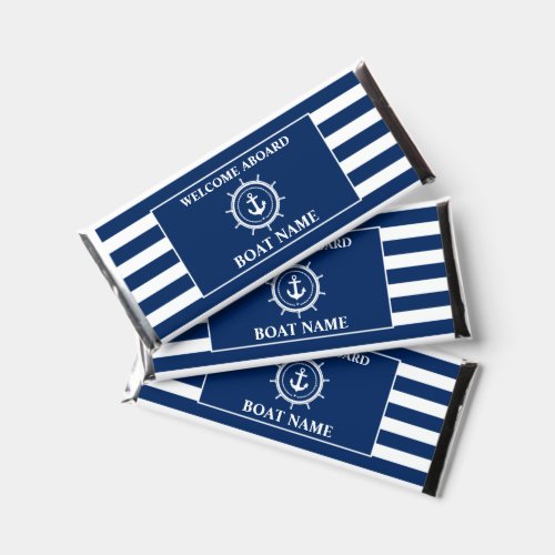 Nautical Anchor Helm Boat Name Welcome Striped Hershey Bar Favors