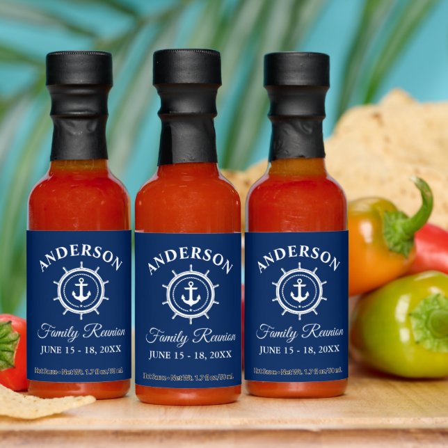 Nautical Anchor Helm Family Reunion Navy Blue  Hot Sauces (Multi)