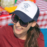 Nautical Anchor Helm Family Reunion Navy Blue Trucker Hat<br><div class="desc">Nautical Anchor Helm Family Reunion Navy Blue and White Hat</div>