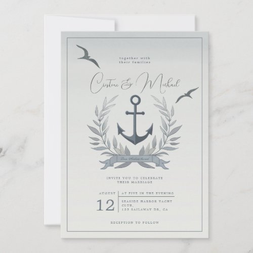 Nautical anchor herald wedding invitation
