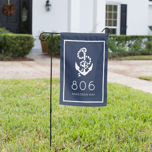 Nautical Anchor House Number & Street Name Garden Flag (Creator Uploaded)