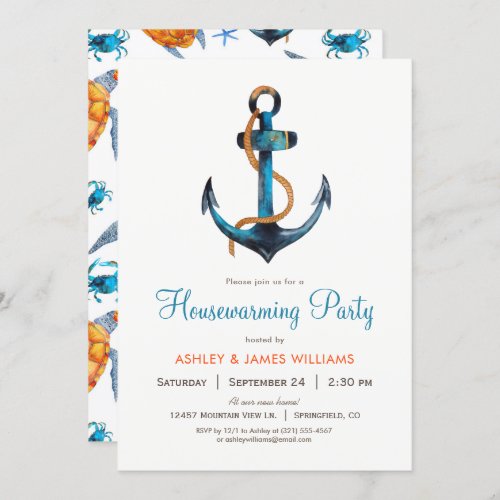 Nautical Anchor Housewarming Party Invitation