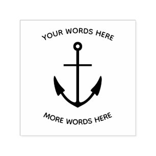 Nautical Anchor Icon & Curved Custom Text Self-inking Stamp