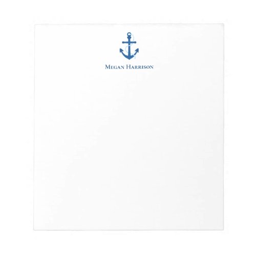 Nautical Anchor Icon in Navy Blue Notepad