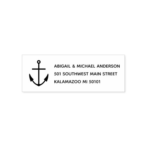 Nautical Anchor Icon Return Address Self_inking Stamp