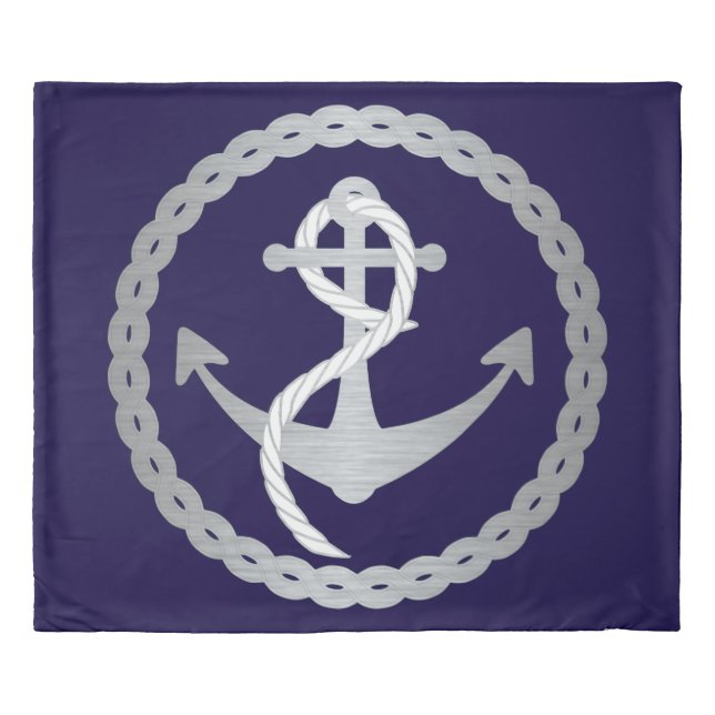 Nautical Anchor in Circle Rope Duvet Cover (Front)