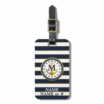 Nautical Anchor in Navy/Gold Bag Tag Nautical Anchor in Navy/Gold Bag Tag
