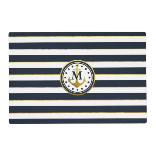 Nautical Anchor in NavyGold Placemat