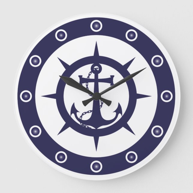 Nautical Anchor Large Clock (Front)