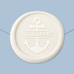 Nautical Anchor Last Name Monogram Wax Seal Sticker<br><div class="desc">Elegant nautical themed wax seal features boat anchor design with custom text for a last name or other preferred wording.</div>